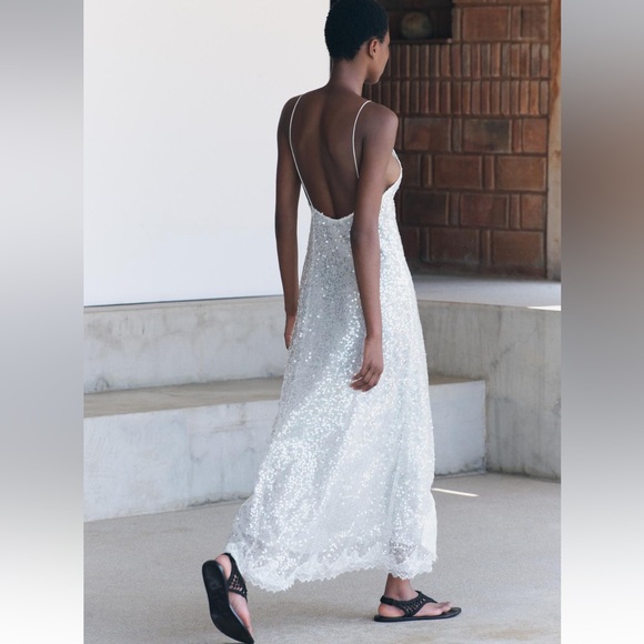 ZARA SEQUIN SLIP DRESS - Picture 9 of 15